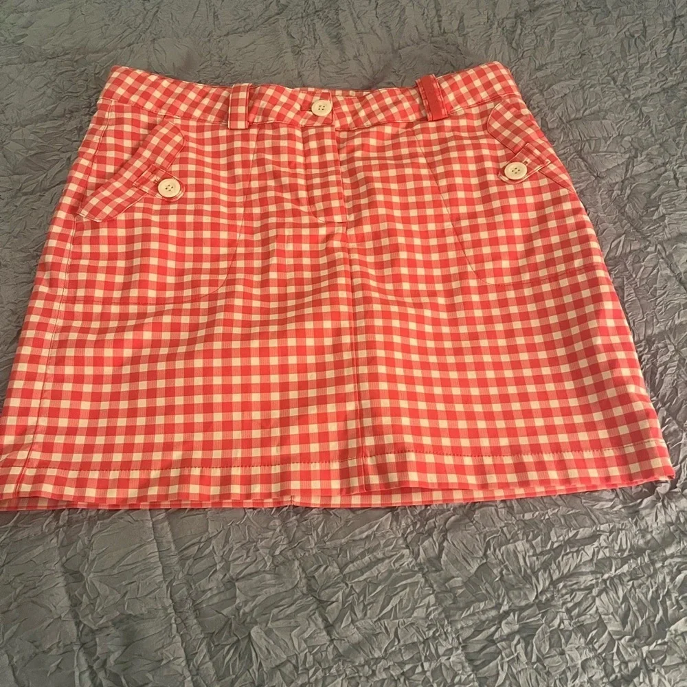 Nike Golf Pink/White gingham golf/pickleball skirt.  Girls XL